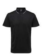 Slhleroy Ss Polo Noos Tops Polos Short-sleeved Black Selected