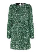 Slfcolyn Ls Short Sequins Dress B Kort Kjole Green Selected