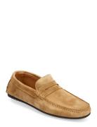 Slhsergio Suede Penny Driving Shoe Mokasiner Lave Sko Brown Selected