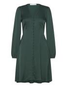 Slfjyline Ls Short Butt D Satin Dressb Kort Kjole Green Selected