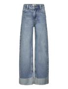 Wideleg Jeans With Turned-Up Hem Bottoms Jeans Wide Jeans Blue Mango