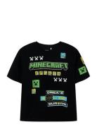 Nkmjeffy Minecraft Nreg Ss Top Box Bfu Tops T-shirts Short-sleeved Bla...