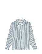 Delicate Twill Crane Shirt Aop Tops Shirts Long-sleeved Blue Mads Nørg...