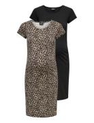 Olmlovely Life S/S Dress 2-Pck Noos Knelang Kjole Black Only Maternity