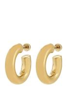 Phase Large Hoops Gold-Plated Accessories Jewellery Earrings Hoops Gol...