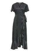 Objsally Papaya S/S Wrap Long Dress E Di Knelang Kjole Black Object