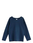 Top L S Slub Basic Tops T-shirts Long-sleeved T-shirts Navy Lindex