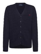 Cable-Knit Cotton V-Neck Cardigan Tops Knitwear Cardigans Navy Ralph L...