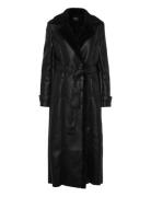 Vegan Leather Trench Coat Outerwear Coats Winter Coats Black Bardot