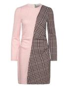 2118 Checkered Jersey, Ruched Waist Designers Short Dress Pink STINE G...