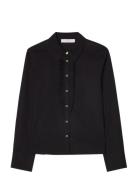 Nicoline Plissé Blouse Tops Blouses Long-sleeved Black BUSNEL