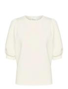 Elmw Puff Round Neck Blouse Tops Blouses Short-sleeved White My Essent...