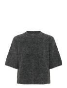 Kaemilie Cropped Knit Pullover Tops Knitwear Jumpers Grey Kaffe