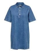 Cargry S/S Knee Dress Dnm Azg Kort Kjole Blue ONLY Carmakoma