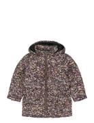 Long Puffer Jacket Aop Rec. Fôret Jakke Purple Mikk-line
