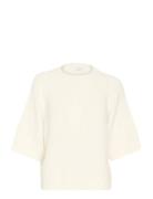 Kaemilie Cropped Knit Pullover Tops Knitwear Jumpers White Kaffe