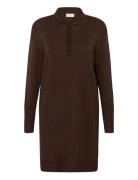 Kalizza Polo Knit Dress Knelang Kjole Brown Kaffe