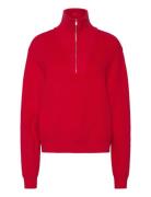 Zip Neck Jumper Tops Knitwear Jumpers Red Mango