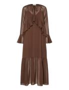 Yaschifa Ls Maxi Dress - Ka Maxikjole Festkjole Brown YAS