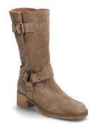 Biker Boot Høye Støvletter Beige Gabor