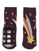 Shooting Star Sock - Anti-Slip Strømper Non-slip Purple Melton