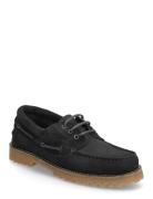 Ollie Boat Shoe - Black Nubuck/Hair Båtsko Sko Black Garment Project