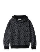 Ck Logo Aop Hoodie Tops Sweat-shirts & Hoodies Hoodies Black Calvin Kl...