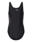 Girls Placement Muscleback Sport Swimsuits Black Speedo
