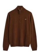 Superfine Lambswool Half Zip Tops Knitwear Half Zip Jumpers Beige GANT