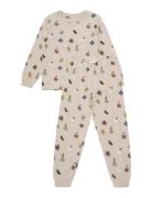 Pyjamas Set Aop Pyjamas Sett Beige Minymo