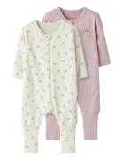 Nbfnightsuit 2P Zip Ff Jet Rainbow Noos Pyjamas Sie Jumpsuit Pink Name...