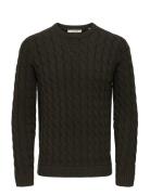 Onskicker Life Reg 3 Cable Crew Knit Tops Knitwear Round Necks Brown O...