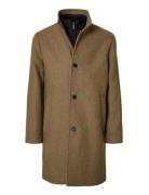 Slhrainar Wool Blend Coat Noos Ullfrakk Frakk Brown Selected