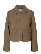 Slfkaya Suede Jacket Noos Skinnjakke Skinnjakke Brown Selected