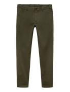Barna Slim-Fit Twill Chino Trousers Bottoms Trousers Chinos Khaki Gree...