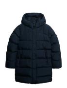 Hooded Sports Puffer Mid Jkt Fôret Kåpe Navy Superdry