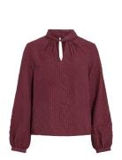 Viveama L/S High Neck Top/Pb Tops Blouses Long-sleeved Burgundy Vila