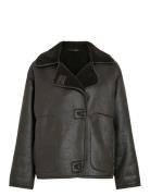 Vikadera L/S Shearling Jacket Skinnjakke Skinnjakke Black Vila
