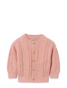 Cable Knitted Cardigan Tops Knitwear Cardigans Pink Garbo&Friends