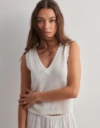 Pieces - Hvit - Pcscout Sl V-Neck Reversible Knit B
