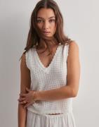 Pieces - Hvit - Pcscout Sl V-Neck Reversible Knit B