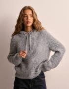 OBJECT - Grå - Objmilu Ls Re Knit Hoodie Noos