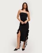 Only - Svart - Onllila S/L Frill Tube Midi Dress J