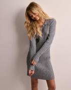 OBJECT - Grå - Objthess Ls Knit Rib Short Dress E