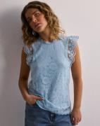 Pieces - Blå - Pcolline Sl Lace Top Noos