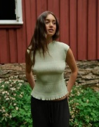 Nelly - Grønn - Pleated Turtleneck Top