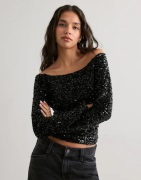 Pieces - Svart - Pckam Ls Offshoulder Top Jrs Bc