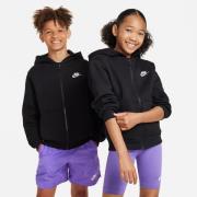 Nike Hettegenser NSW Club Fleece Full Zip - Sort/Hvit Barn